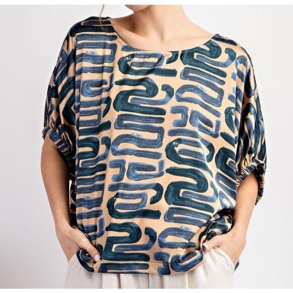 Tops - Ee:some Blouse Womens Size Small Boutique Abstract Geometric NWT Neutral
